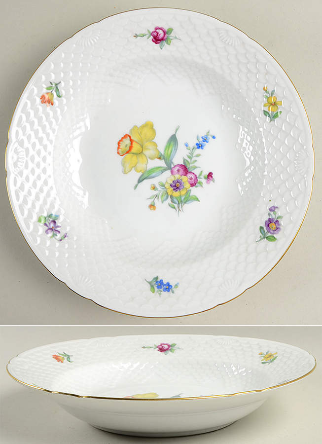 Saxon Flower (White Background) Large Rim Soup Bowl by Bing & Grondahl-1
