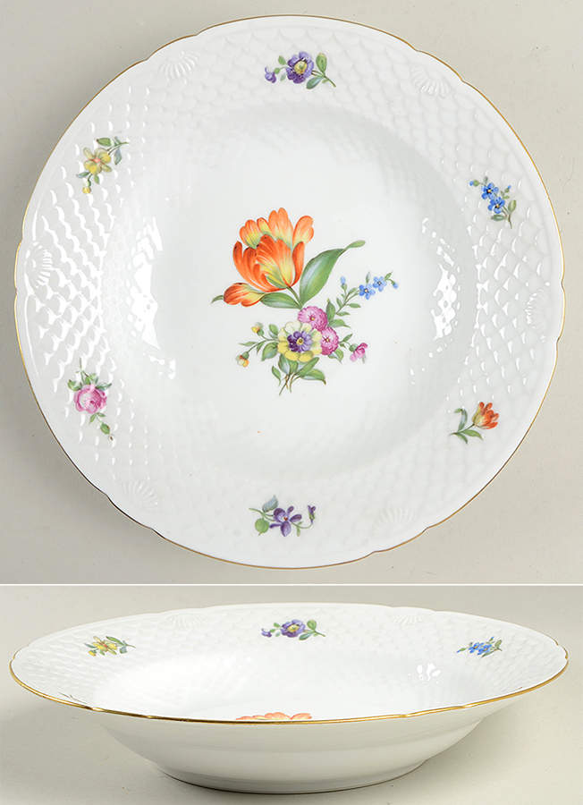 Saxon Flower (White Background) Large Rim Soup Bowl by Bing & Grondahl-1