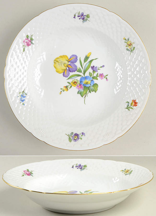 Saxon Flower (White Background) Large Rim Soup Bowl by Bing & Grondahl-1