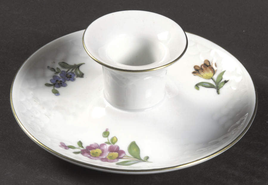 Saxon Flower (White Background) Single Light Candlestick by Bing & Grondahl-1