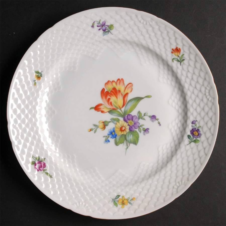 Saxon Flower (White Background) Large Dinner Plate by Bing & Grondahl-1