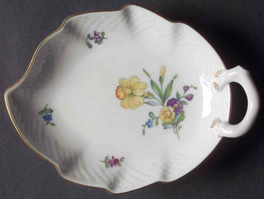 Saxon Flower (White Background) 7" Leaf Dish by Bing & Grondahl-1