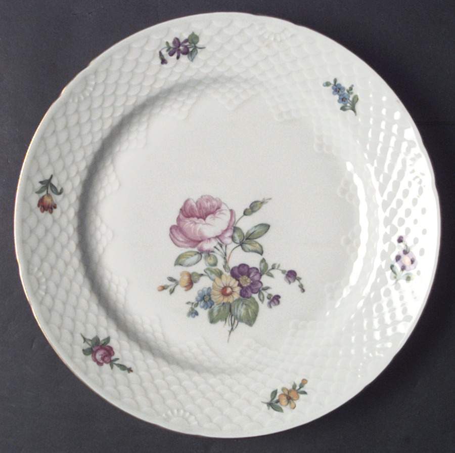 Saxon Flower (White Background) Dinner Plate by Bing & Grondahl-1