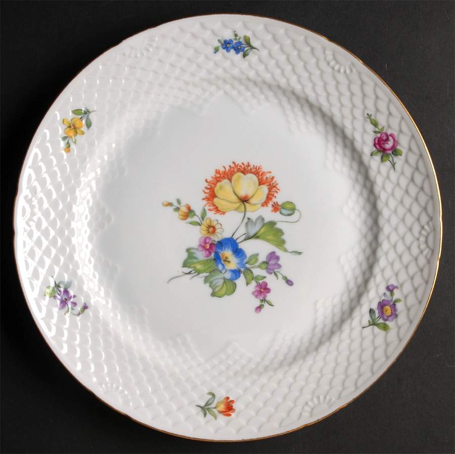 Saxon Flower (White Background) Large Dinner Plate by Bing & Grondahl-1