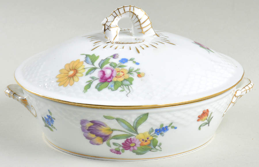 Saxon Flower (White Background) Sauce Boat & Lid by Bing & Grondahl-1