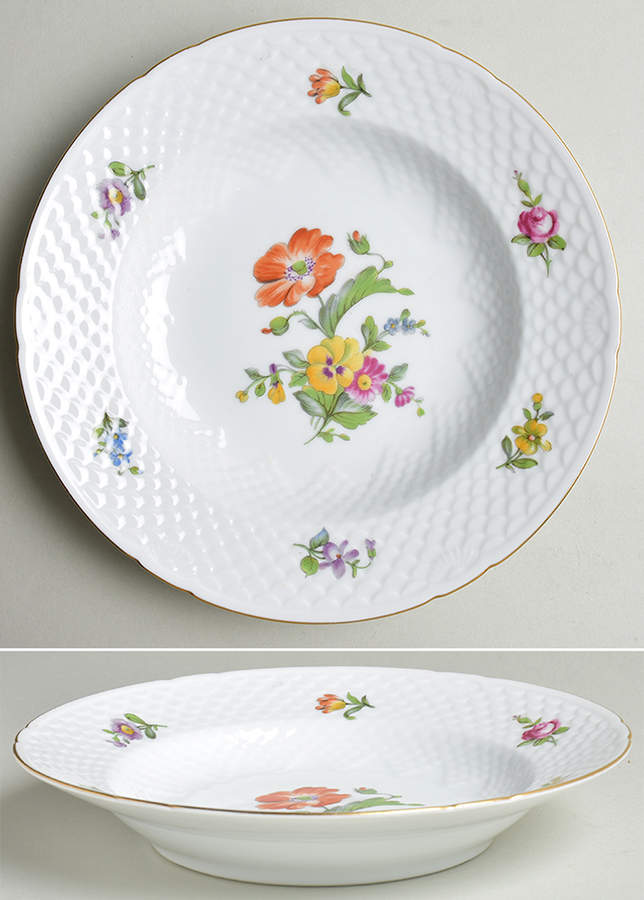 Saxon Flower (White Background) Rim Soup Bowl by Bing & Grondahl-1