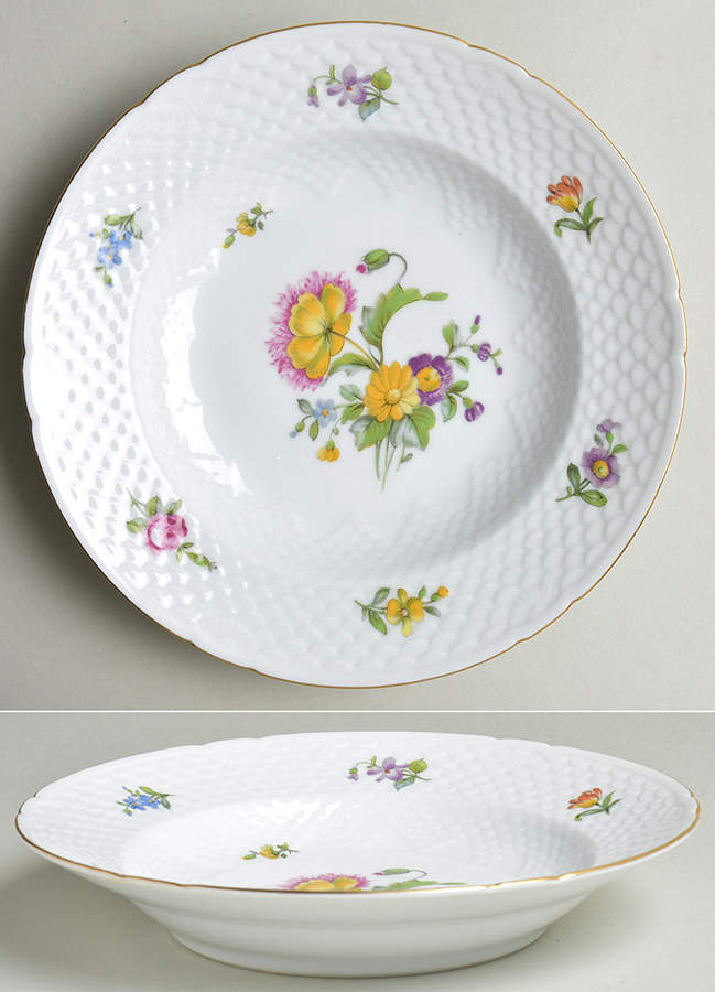 Saxon Flower (White Background) Rim Soup Bowl by Bing & Grondahl-1