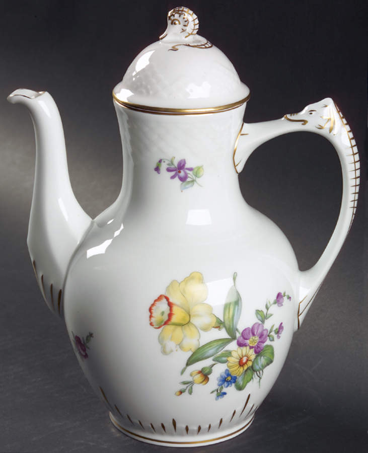Saxon Flower (White Background) Coffee Pot & Lid by Bing & Grondahl-1