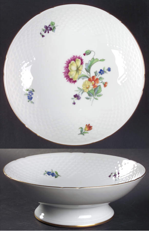 Saxon Flower (White Background) Round Compote (Height X Width) by Bing & Grondahl-1