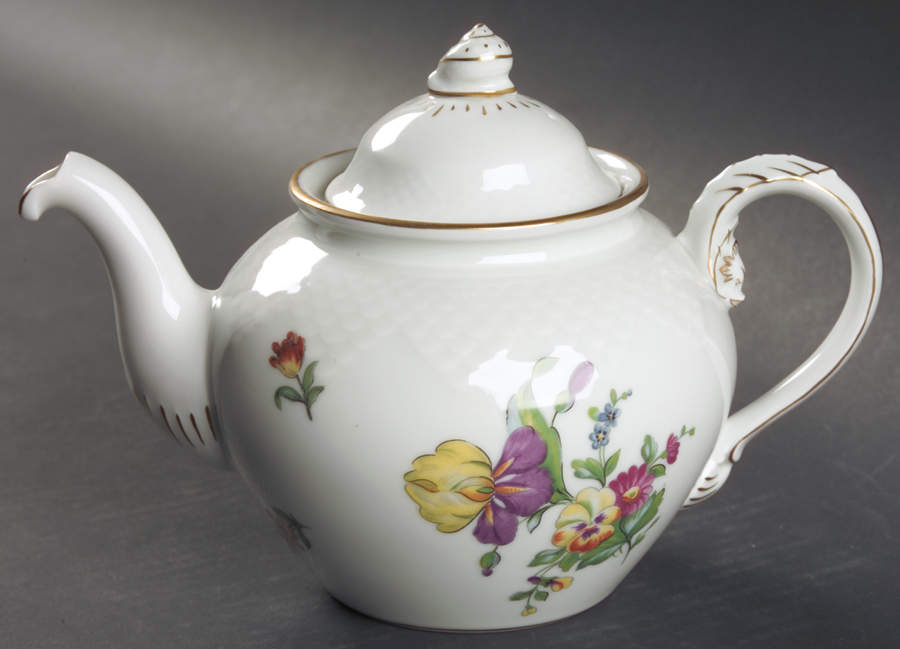 Saxon Flower (White Background) Teapot & Lid by Bing & Grondahl-1