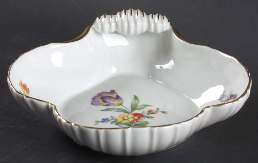 Saxon Flower (White Background) Large Shell Shaped Dish by Bing & Grondahl-1