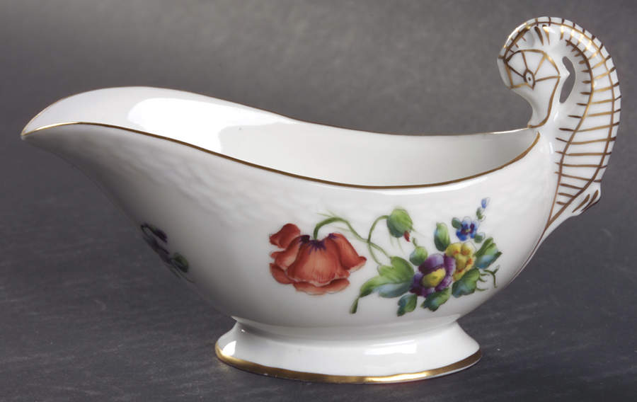 Saxon Flower (White Background) Individual Gravy Boat by Bing & Grondahl-1