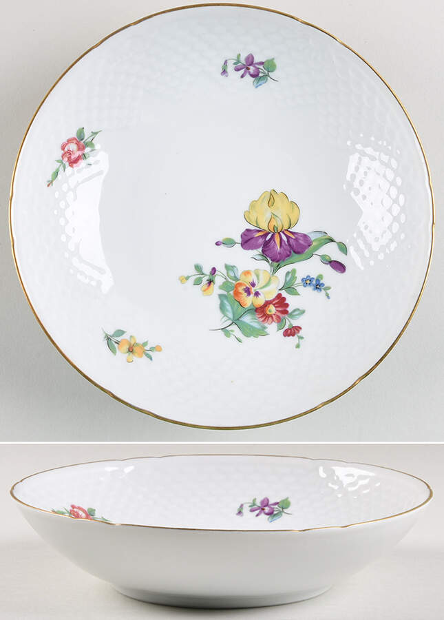 Saxon Flower (White Background) 7" Round Vegetable Bowl by Bing & Grondahl-1