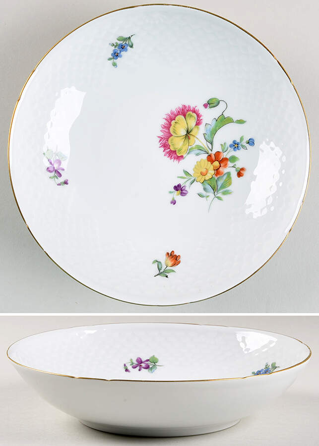 Saxon Flower (White Background) 7" Round Vegetable Bowl by Bing & Grondahl-1
