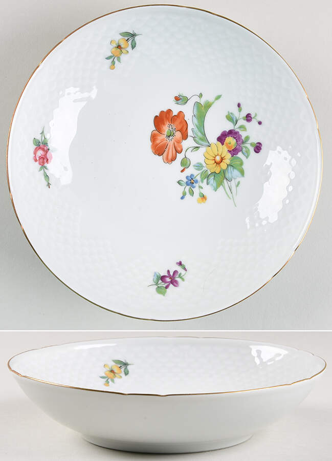 Saxon Flower (White Background) 7" Round Vegetable Bowl by Bing & Grondahl-1