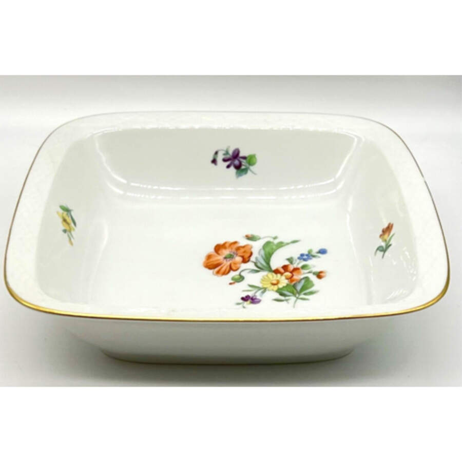 Saxon Flower (White Background) 8" Square Vegetable Bowl by Bing & Grondahl-1