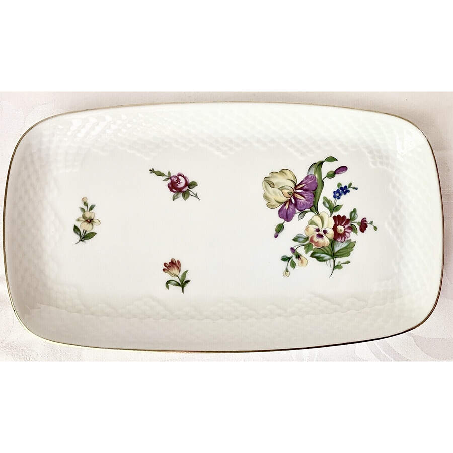Saxon Flower (White Background) Tray for Creamer & Sugar with Lid by Bing & Grondahl-1