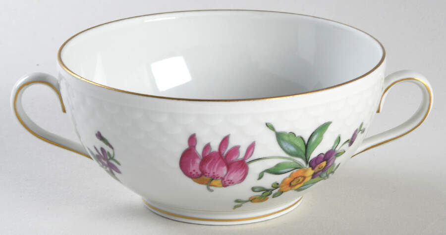 Saxon Flower (White Background) Cream Soup Bowl No Lid by Bing & Grondahl-1