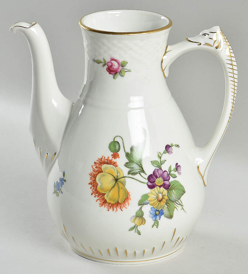Saxon Flower (White Background) Coffee Pot No Lid by Bing & Grondahl-1
