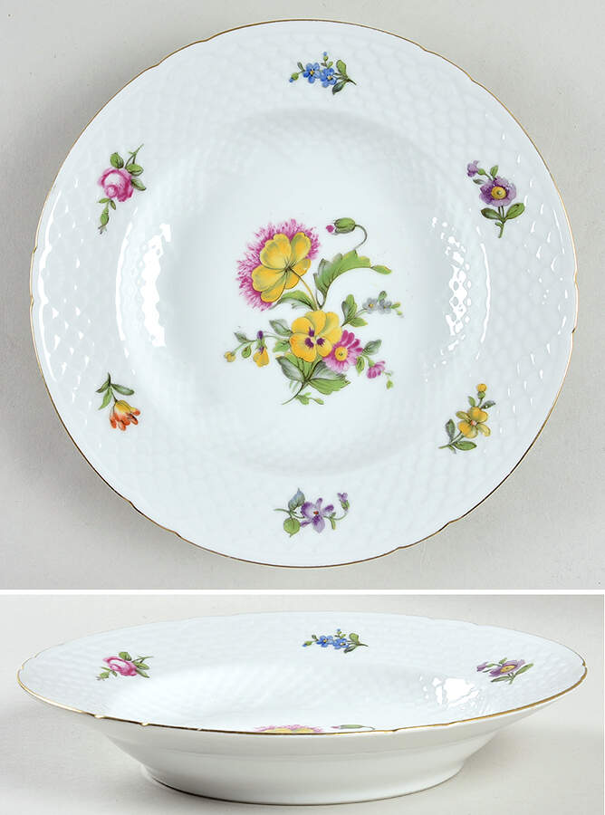 Saxon Flower (White Background) Rim Soup Bowl by Bing & Grondahl-1