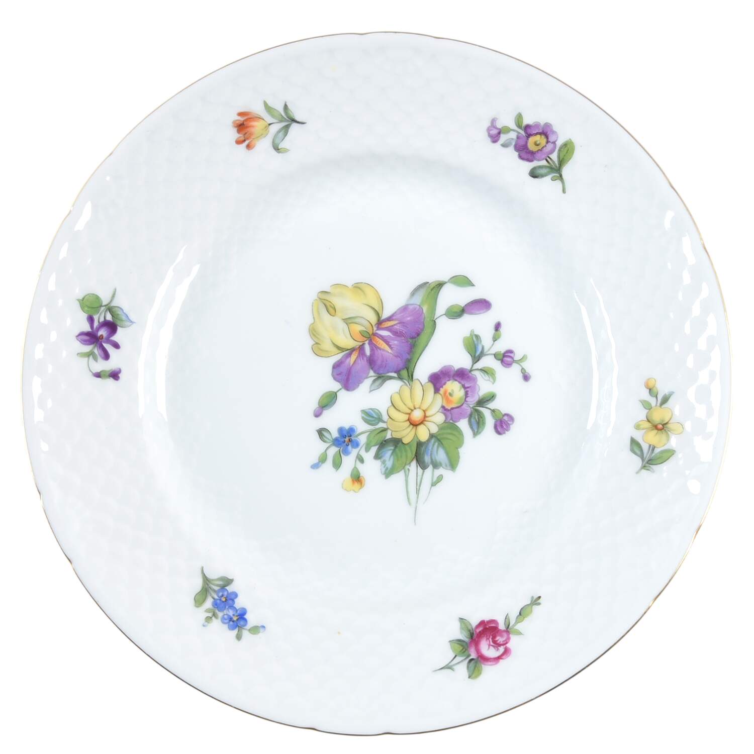 Saxon Flower (White Background) Luncheon Plate by Bing & Grondahl-1