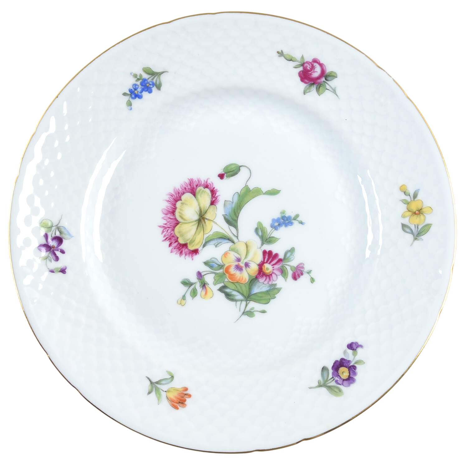 Saxon Flower (White Background) Luncheon Plate by Bing & Grondahl-1