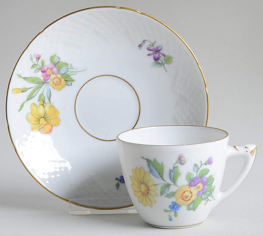 Saxon Flower (White Background) Flat Cup & Saucer Set by Bing & Grondahl-1