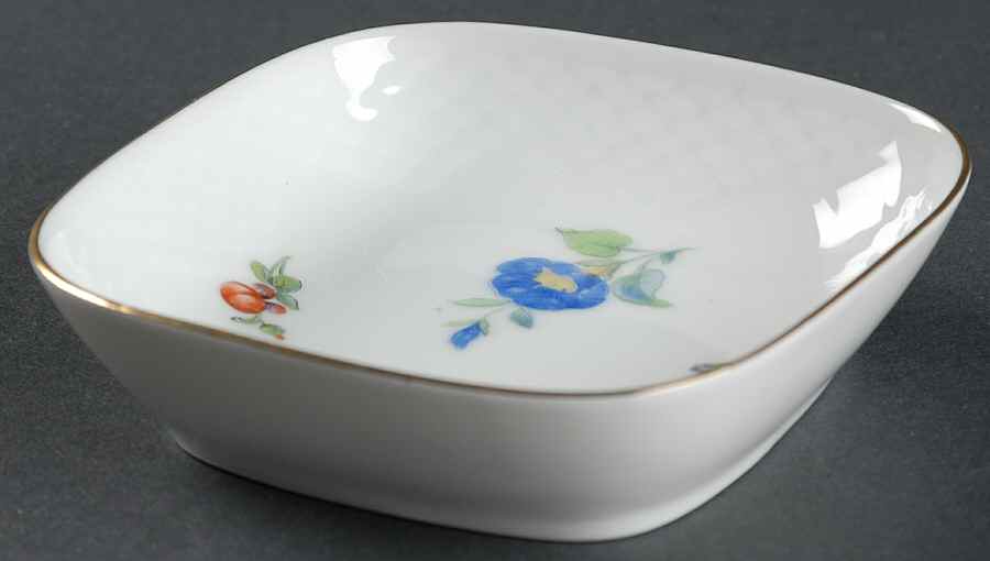 Saxon Flower (White Background) 4" Square Ashtray by Bing & Grondahl-1