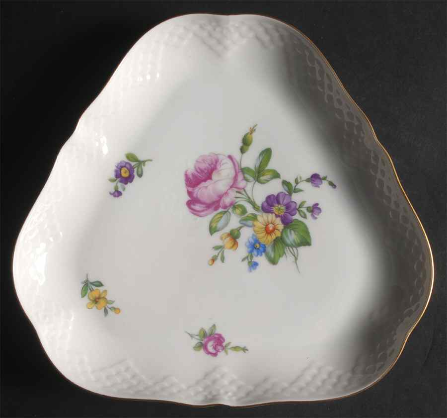 Saxon Flower (White Background) Triangular Cake Plate by Bing & Grondahl-1