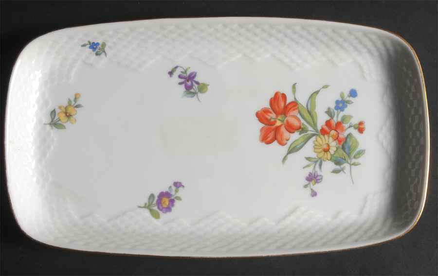 Saxon Flower (White Background) Tray for Creamer & Sugar with Lid by Bing & Grondahl-1