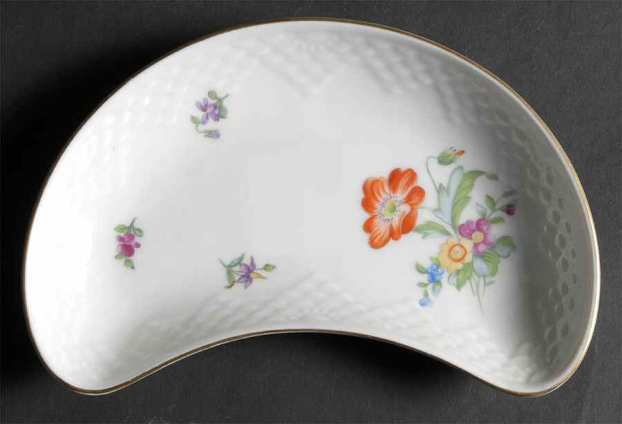 Saxon Flower (White Background) Crescent Salad Plate by Bing & Grondahl-1