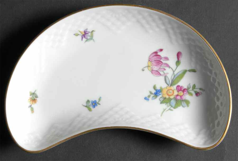 Saxon Flower (White Background) Crescent Salad Plate by Bing & Grondahl-1