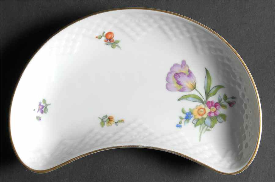 Saxon Flower (White Background) Crescent Salad Plate by Bing & Grondahl-1