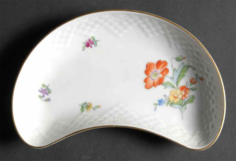 Saxon Flower (White Background) Crescent Salad Plate by Bing & Grondahl-1