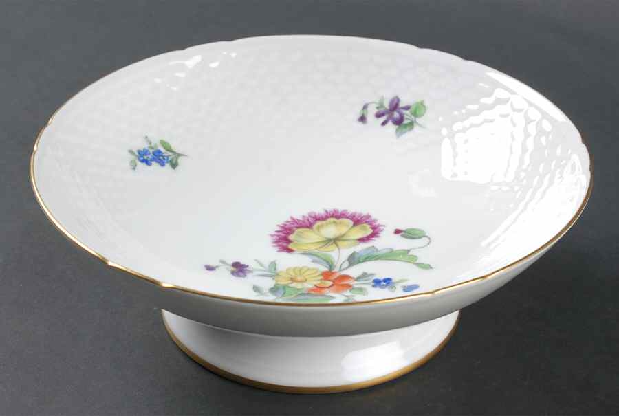 Saxon Flower (White Background) Round Compote (Height X Width) by Bing & Grondahl-1