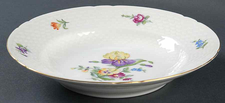Saxon Flower (White Background) Rim Soup Bowl by Bing & Grondahl-1