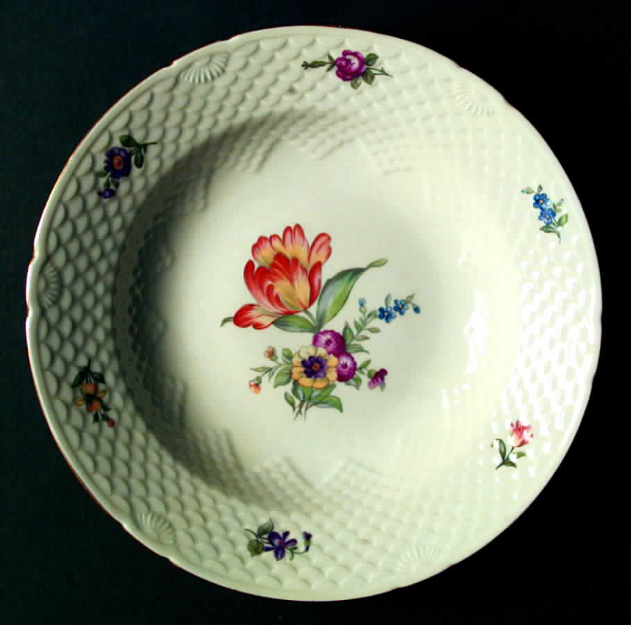 Saxon Flower (Cream Background) Large Rim Soup Bowl by Bing & Grondahl-1