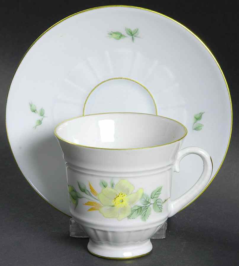 Scotch Rose II Footed Cup & Saucer Set by Bing & Grondahl-1