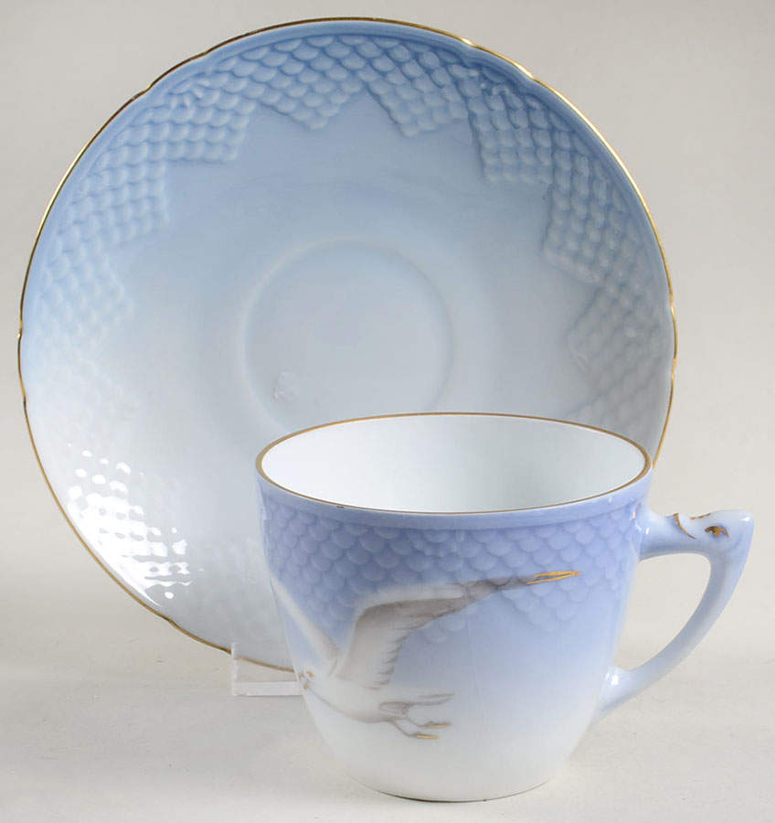 Seagull Flat Cup & Saucer Set by Bing & Grondahl-1