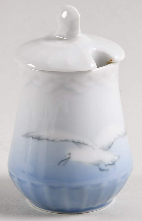 Seagull Mustard Jar & Lid W/No .Gold by Bing & Grondahl-1