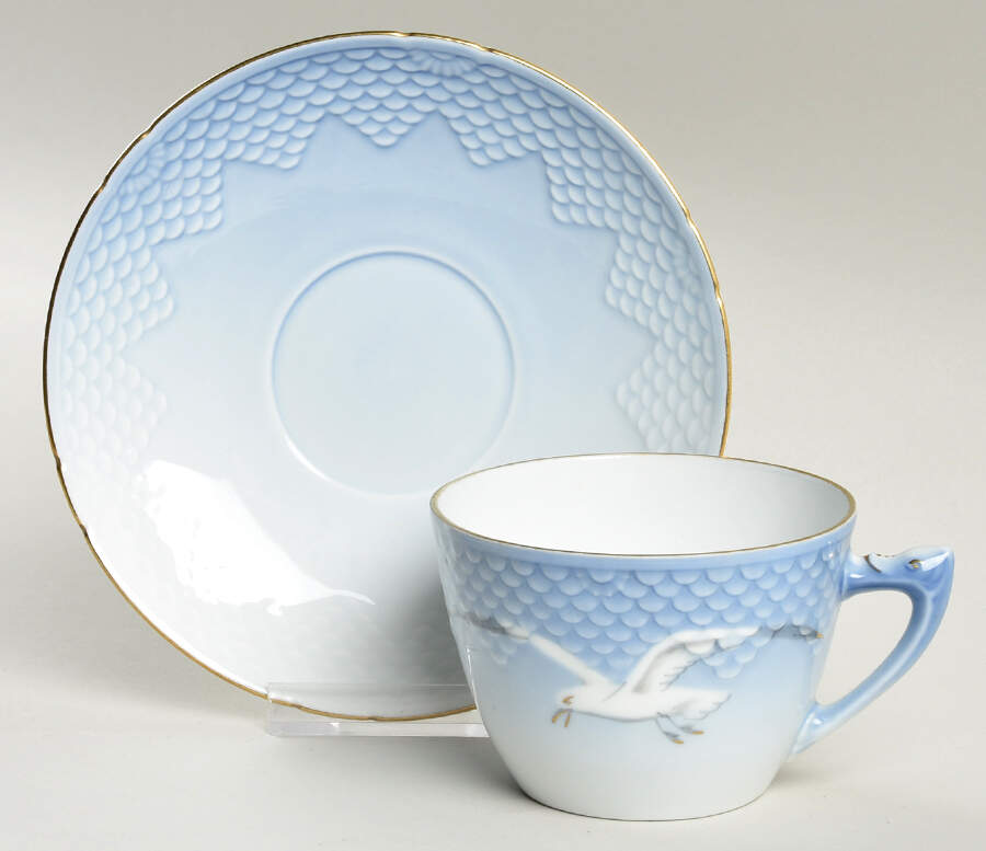 Seagull Flat Cup & Saucer Set by Bing & Grondahl-1