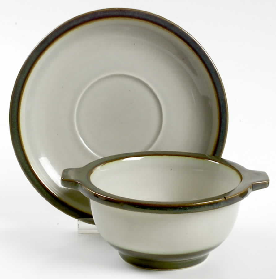Tema Flat Cream Soup Bowl & Saucer Set by Bing & Grondahl-1