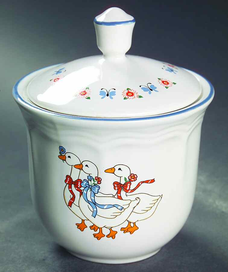 Ribbon Geese Sugar Bowl & Lid by Brick Oven-1