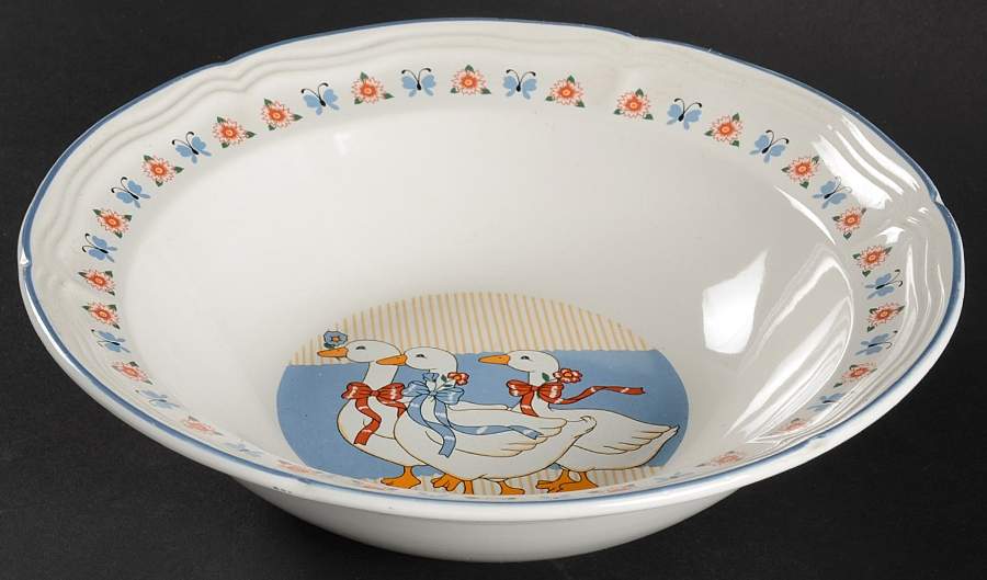 Ribbon Geese 9" Round Vegetable Bowl by Brick Oven-1