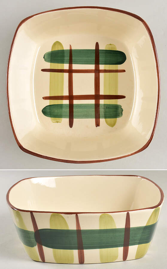 Gay Plaid 8" Square Vegetable Bowl by Blair (USA)-1