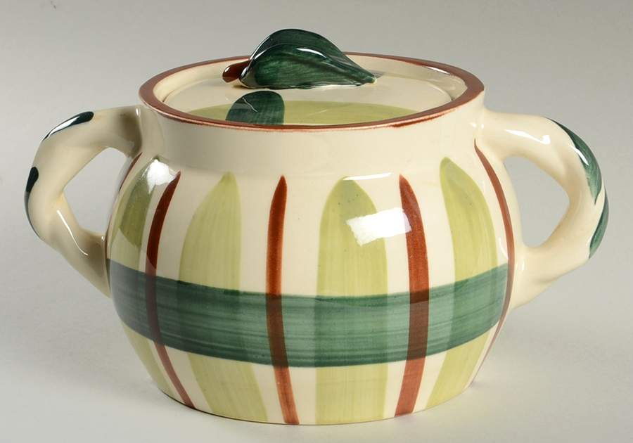 Gay Plaid Bean Pot & Lid by Blair (USA)-1