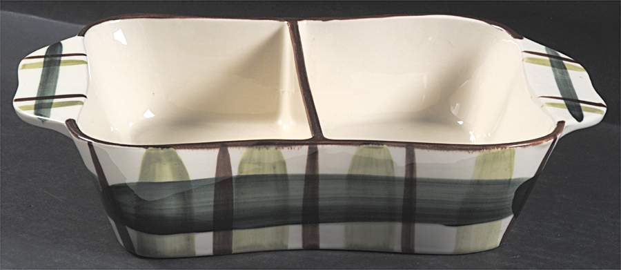 Gay Plaid Rectangular Divided Vegetable Bowl by Blair (USA)-1
