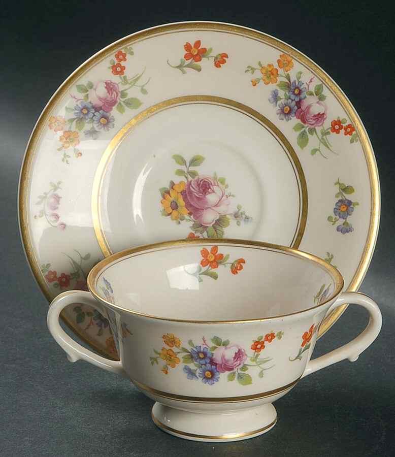 1025 (USA) Footed Bouillon Cup & Saucer by Morgan Belleek (USA)-1