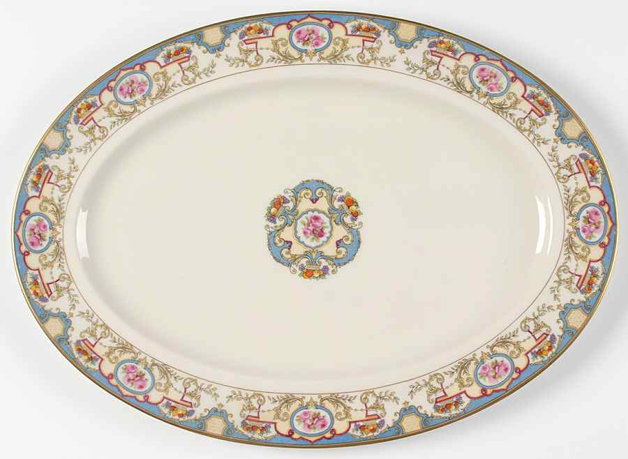 Azure (No Embossed Fruit) 15" Oval Serving Platter by Morgan Belleek (USA)-1