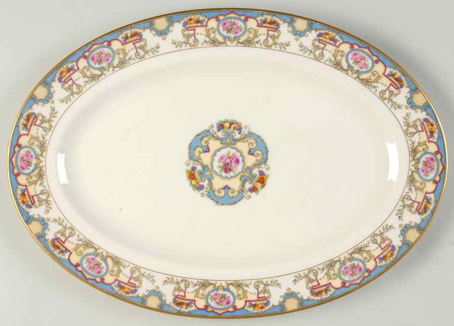 Azure (No Embossed Fruit) 13" Oval Serving Platter by Morgan Belleek (USA)-1